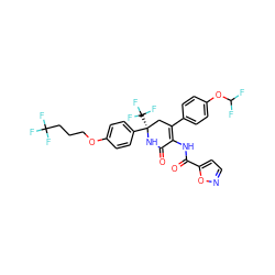 O=C1N[C@](c2ccc(OCCCC(F)(F)F)cc2)(C(F)(F)F)CC(c2ccc(OC(F)F)cc2)=C1NC(=O)c1ccno1 ZINC001772585787