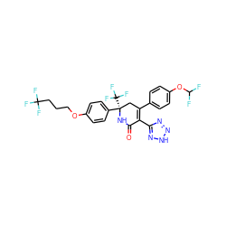 O=C1N[C@](c2ccc(OCCCC(F)(F)F)cc2)(C(F)(F)F)CC(c2ccc(OC(F)F)cc2)=C1c1nn[nH]n1 ZINC001772635384