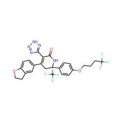 O=C1N[C@](c2ccc(OCCCC(F)(F)F)cc2)(C(F)(F)F)CC(c2ccc3c(c2)CCO3)=C1c1nn[nH]n1 ZINC001772639960