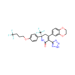 O=C1N[C@](c2ccc(OCCCC(F)(F)F)cc2)(C(F)(F)F)CC(c2ccc3c(c2)OCCO3)=C1c1nn[nH]n1 ZINC001772639260