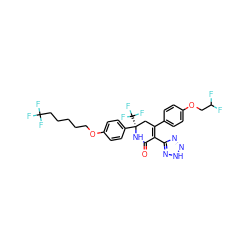 O=C1N[C@](c2ccc(OCCCCCC(F)(F)F)cc2)(C(F)(F)F)CC(c2ccc(OCC(F)F)cc2)=C1c1nn[nH]n1 ZINC001772583169