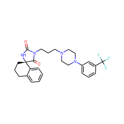 O=C1N[C@]2(CCCc3ccccc32)C(=O)N1CCCN1CCN(c2cccc(C(F)(F)F)c2)CC1 ZINC000103172549