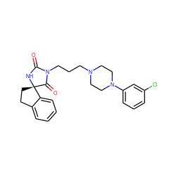 O=C1N[C@]2(CCc3ccccc32)C(=O)N1CCCN1CCN(c2cccc(Cl)c2)CC1 ZINC000049089019