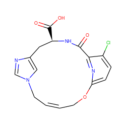 O=C1N[C@H](C(=O)O)Cc2cn(cn2)C/C=C/COc2ccc(Cl)c1n2 ZINC000103260946