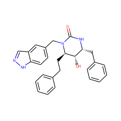 O=C1N[C@H](Cc2ccccc2)[C@H](O)[C@@H](CCc2ccccc2)N1Cc1ccc2[nH]ncc2c1 ZINC000013782668