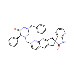 O=C1N[C@H](Cc2ccccc2)CN(Cc2ccc3cc4c(cc3n2)C[C@]2(C4)C(=O)Nc3ncccc32)[C@H]1c1ccccc1 ZINC000169703601