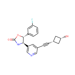 O=C1N[C@H](c2cncc(C#C[C@H]3C[C@@H](O)C3)c2)[C@@H](c2cccc(F)c2)O1 ZINC001772585669