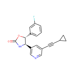 O=C1N[C@H](c2cncc(C#CC3CC3)c2)[C@@H](c2cccc(F)c2)O1 ZINC001772573508