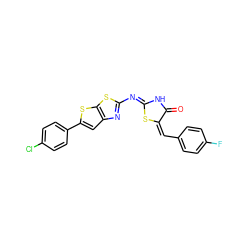 O=C1NC(=Nc2nc3cc(-c4ccc(Cl)cc4)sc3s2)S/C1=C/c1ccc(F)cc1 ZINC000653812600