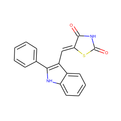 O=C1NC(=O)/C(=C/c2c(-c3ccccc3)[nH]c3ccccc23)S1 ZINC000115659512