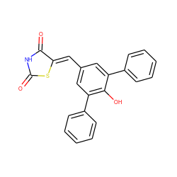 O=C1NC(=O)/C(=C/c2cc(-c3ccccc3)c(O)c(-c3ccccc3)c2)S1 ZINC000013734217