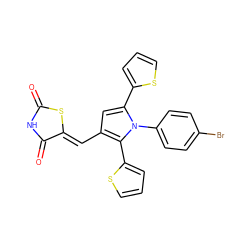 O=C1NC(=O)/C(=C/c2cc(-c3cccs3)n(-c3ccc(Br)cc3)c2-c2cccs2)S1 ZINC001772634087