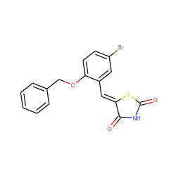 O=C1NC(=O)/C(=C/c2cc(Br)ccc2OCc2ccccc2)S1 ZINC000015055845