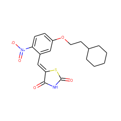 O=C1NC(=O)/C(=C/c2cc(OCCC3CCCCC3)ccc2[N+](=O)[O-])S1 ZINC000115794138