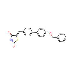 O=C1NC(=O)/C(=C/c2ccc(-c3ccc(OCc4ccccc4)cc3)cc2)S1 ZINC000473128615