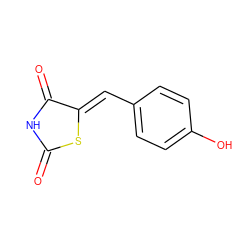 O=C1NC(=O)/C(=C/c2ccc(O)cc2)S1 ZINC000001093756