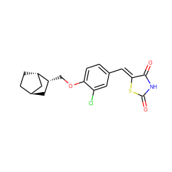 O=C1NC(=O)/C(=C/c2ccc(OC[C@@H]3C[C@H]4CC[C@H]3C4)c(Cl)c2)S1 ZINC000261125663