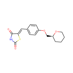 O=C1NC(=O)/C(=C/c2ccc(OC[C@@H]3CCCCO3)cc2)S1 ZINC000026573387