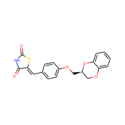 O=C1NC(=O)/C(=C/c2ccc(OC[C@@H]3COc4ccccc4O3)cc2)S1 ZINC000028714336