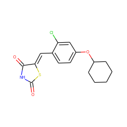 O=C1NC(=O)/C(=C/c2ccc(OC3CCCCC3)cc2Cl)S1 ZINC000115795520