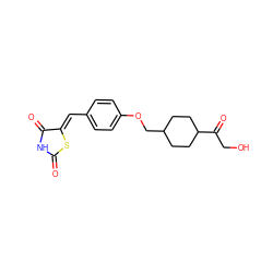 O=C1NC(=O)/C(=C/c2ccc(OCC3CCC(C(=O)CO)CC3)cc2)S1 ZINC000169700811