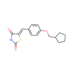 O=C1NC(=O)/C(=C/c2ccc(OCC3CCCC3)cc2)S1 ZINC000026567927