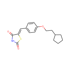 O=C1NC(=O)/C(=C/c2ccc(OCCC3CCCC3)cc2)S1 ZINC000045354886