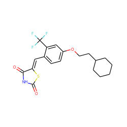 O=C1NC(=O)/C(=C/c2ccc(OCCC3CCCCC3)cc2C(F)(F)F)S1 ZINC000115790454