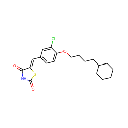 O=C1NC(=O)/C(=C/c2ccc(OCCCCC3CCCCC3)c(Cl)c2)S1 ZINC000072109173