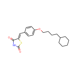 O=C1NC(=O)/C(=C/c2ccc(OCCCCC3CCCCC3)cc2)S1 ZINC000115795040