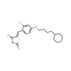 O=C1NC(=O)/C(=C/c2ccc(OCCCCC3CCCCC3)cc2Cl)S1 ZINC000139519852