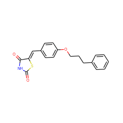 O=C1NC(=O)/C(=C/c2ccc(OCCCc3ccccc3)cc2)S1 ZINC000139429421