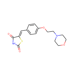 O=C1NC(=O)/C(=C/c2ccc(OCCN3CCOCC3)cc2)S1 ZINC000045366276