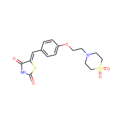 O=C1NC(=O)/C(=C/c2ccc(OCCN3CCS(=O)(=O)CC3)cc2)S1 ZINC000045370356