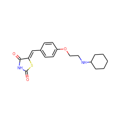 O=C1NC(=O)/C(=C/c2ccc(OCCNC3CCCCC3)cc2)S1 ZINC000045337660