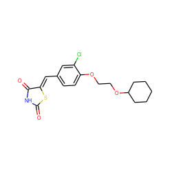 O=C1NC(=O)/C(=C/c2ccc(OCCOC3CCCCC3)c(Cl)c2)S1 ZINC000096282297