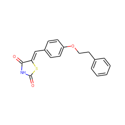 O=C1NC(=O)/C(=C/c2ccc(OCCc3ccccc3)cc2)S1 ZINC000033783354