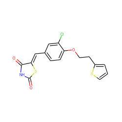 O=C1NC(=O)/C(=C/c2ccc(OCCc3cccs3)c(Cl)c2)S1 ZINC000096282304