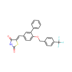 O=C1NC(=O)/C(=C/c2ccc(OCc3ccc(C(F)(F)F)cc3)c(-c3ccccc3)c2)S1 ZINC000045286056