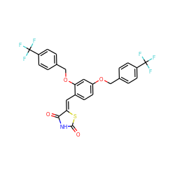 O=C1NC(=O)/C(=C/c2ccc(OCc3ccc(C(F)(F)F)cc3)cc2OCc2ccc(C(F)(F)F)cc2)S1 ZINC000072109966