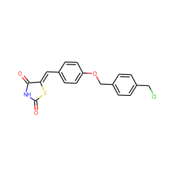 O=C1NC(=O)/C(=C/c2ccc(OCc3ccc(CCl)cc3)cc2)S1 ZINC000045335497