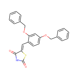 O=C1NC(=O)/C(=C/c2ccc(OCc3ccccc3)cc2OCc2ccccc2)S1 ZINC000072109965