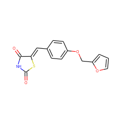 O=C1NC(=O)/C(=C/c2ccc(OCc3ccco3)cc2)S1 ZINC000045368244