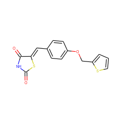 O=C1NC(=O)/C(=C/c2ccc(OCc3cccs3)cc2)S1 ZINC000045354797