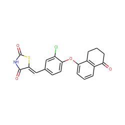 O=C1NC(=O)/C(=C/c2ccc(Oc3cccc4c3CCCC4=O)c(Cl)c2)S1 ZINC000096282289