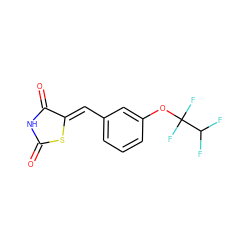 O=C1NC(=O)/C(=C/c2cccc(OC(F)(F)C(F)F)c2)S1 ZINC000040972976