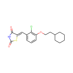 O=C1NC(=O)/C(=C/c2cccc(OCCC3CCCCC3)c2Cl)S1 ZINC000144308163