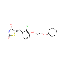 O=C1NC(=O)/C(=C/c2cccc(OCCOC3CCCCC3)c2Cl)S1 ZINC000115794367