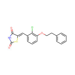 O=C1NC(=O)/C(=C/c2cccc(OCCc3ccccc3)c2Cl)S1 ZINC000115792216