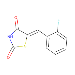 O=C1NC(=O)/C(=C/c2ccccc2F)S1 ZINC000017028451